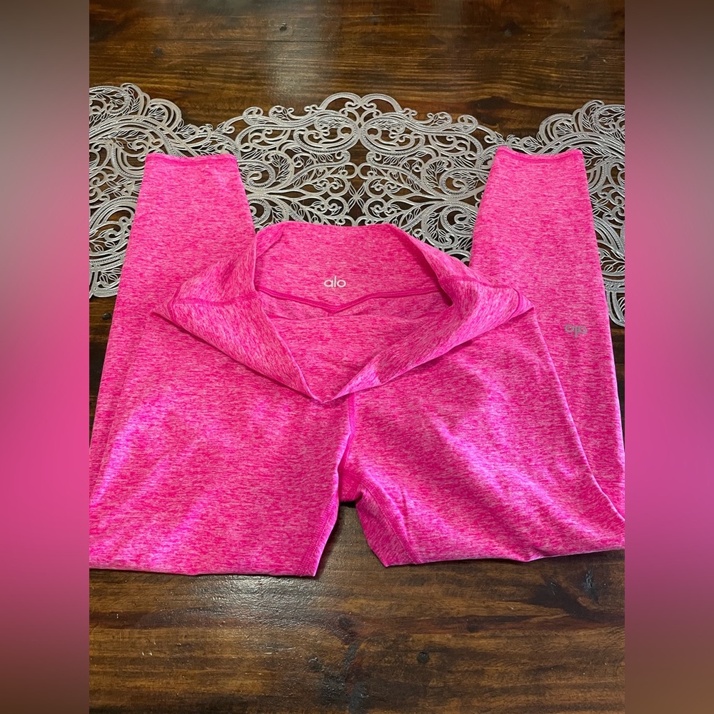 ALO Alosoft Pink Heathered Women's Leggings - Picture 7 of 9